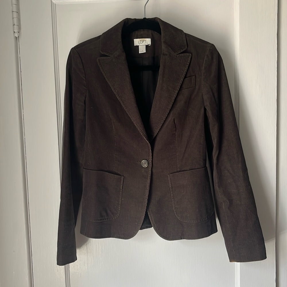 Loft brown corduroy blazer single button size 2